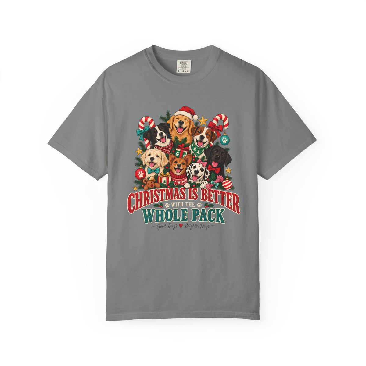 Christmas Is Better With the Whole Pack T-Shirt – Multi-Dog Christmas Tee