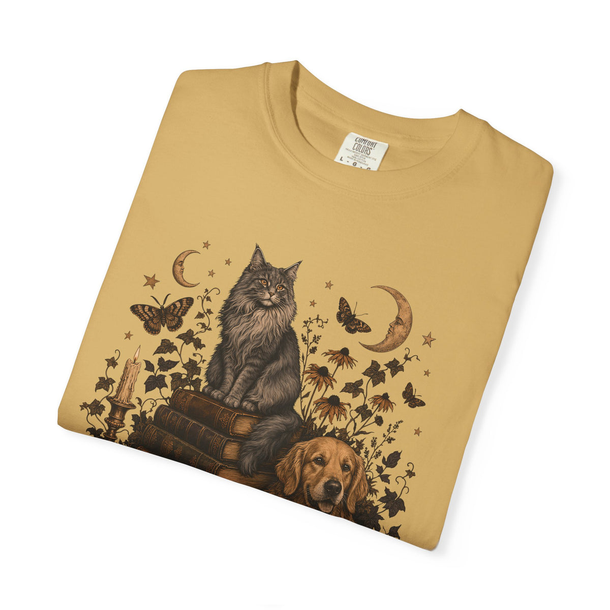 Cozy Autumn Dog & Cat T-Shirt – Dark Academia Pet Lover Tee