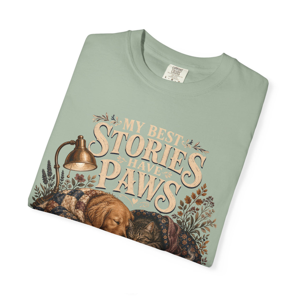 My Best Stories Have Paws – Book Lover Dog & Cat T-Shirt