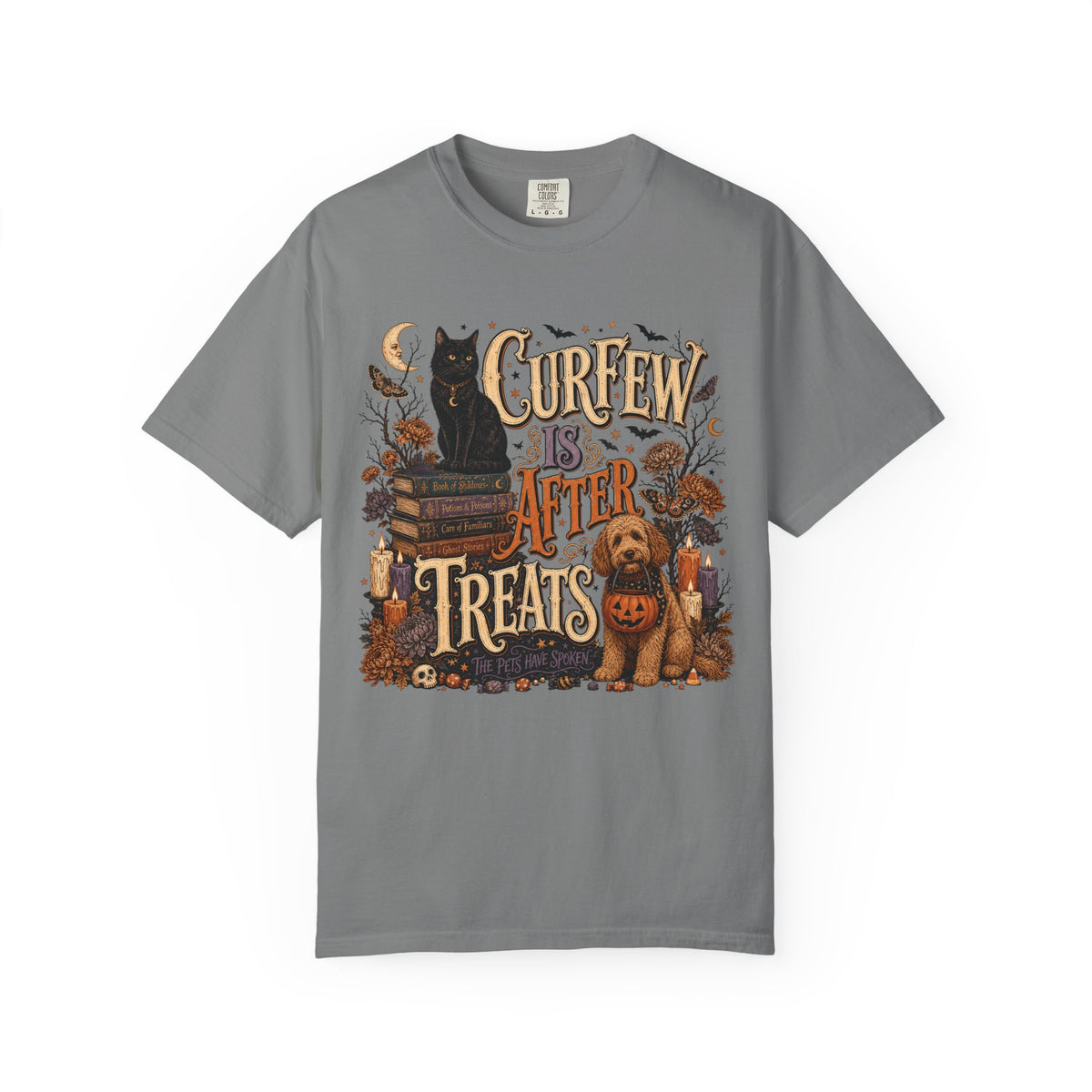 Curfew Is After Treats – Witchy Halloween Dog & Cat T-Shirt