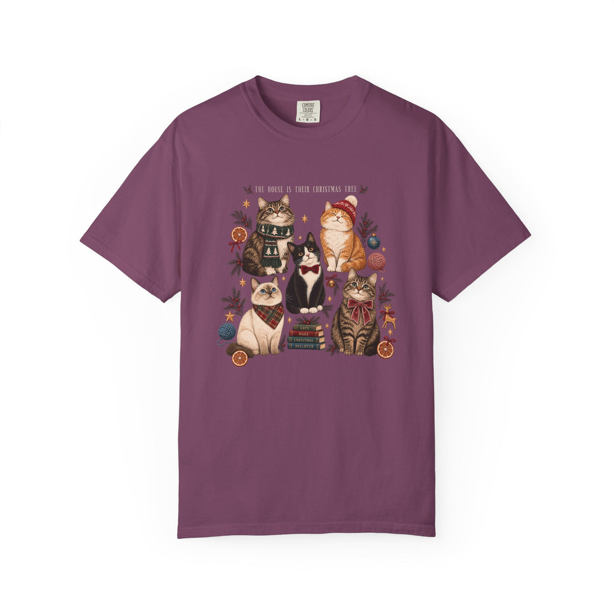 The House Is Their Christmas Tree T-Shirt – Multi-Cat Christmas Tee