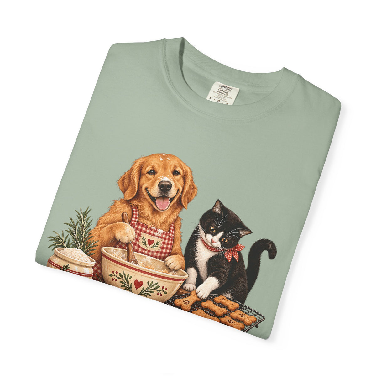 Dog & Cat Baking T-Shirt – Cozy Country Kitchen Pet Lover Tee
