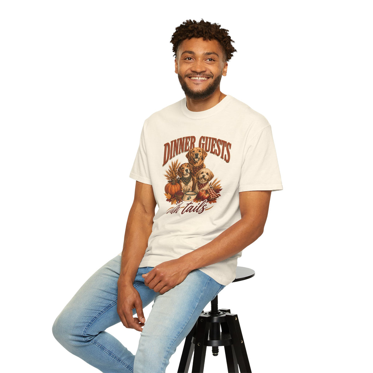 Dinner Guests With Tails T-Shirt – Thanksgiving Dog Lover Tee