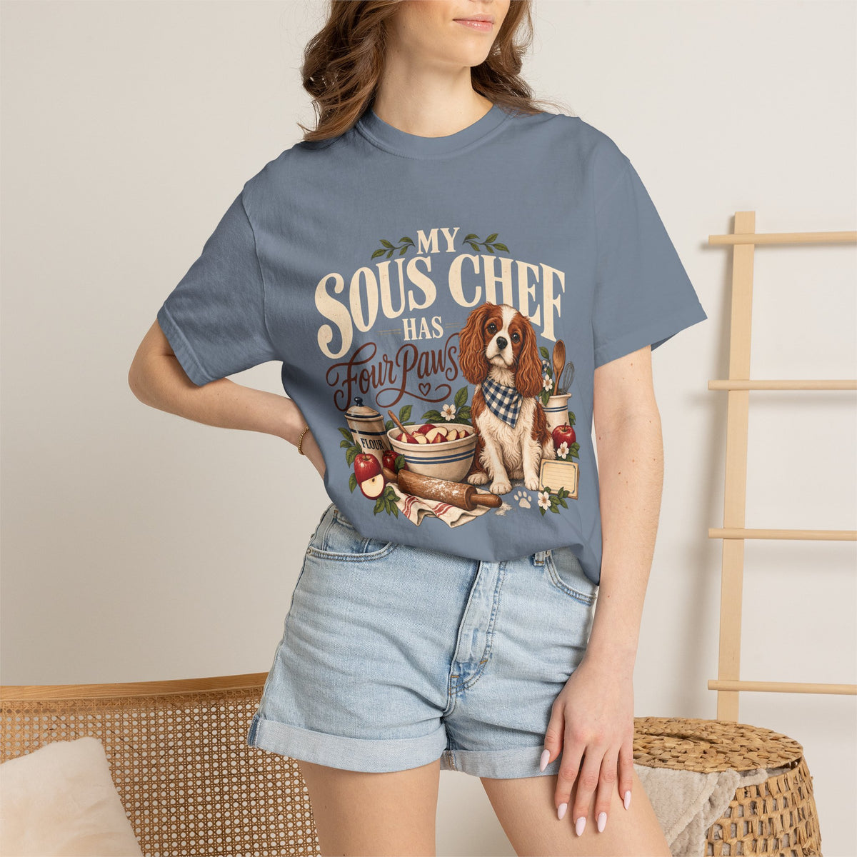 My Sous Chef Has Four Paws T-Shirt – Funny Dog Mom Baking Tee