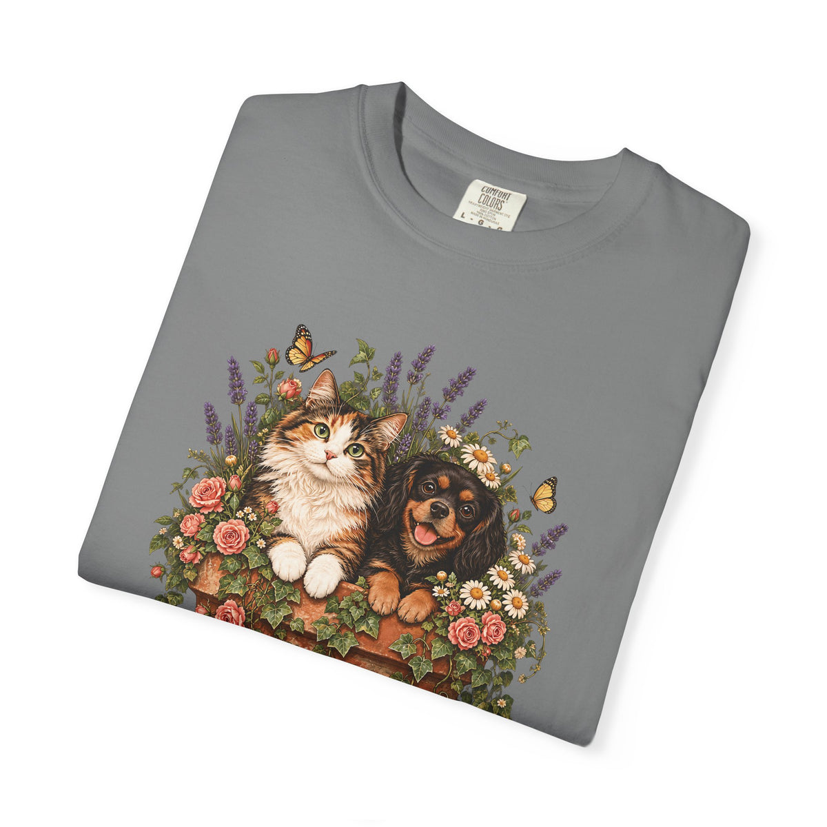 Cottage Garden Dog & Cat T-Shirt – Floral Pet Lover Tee