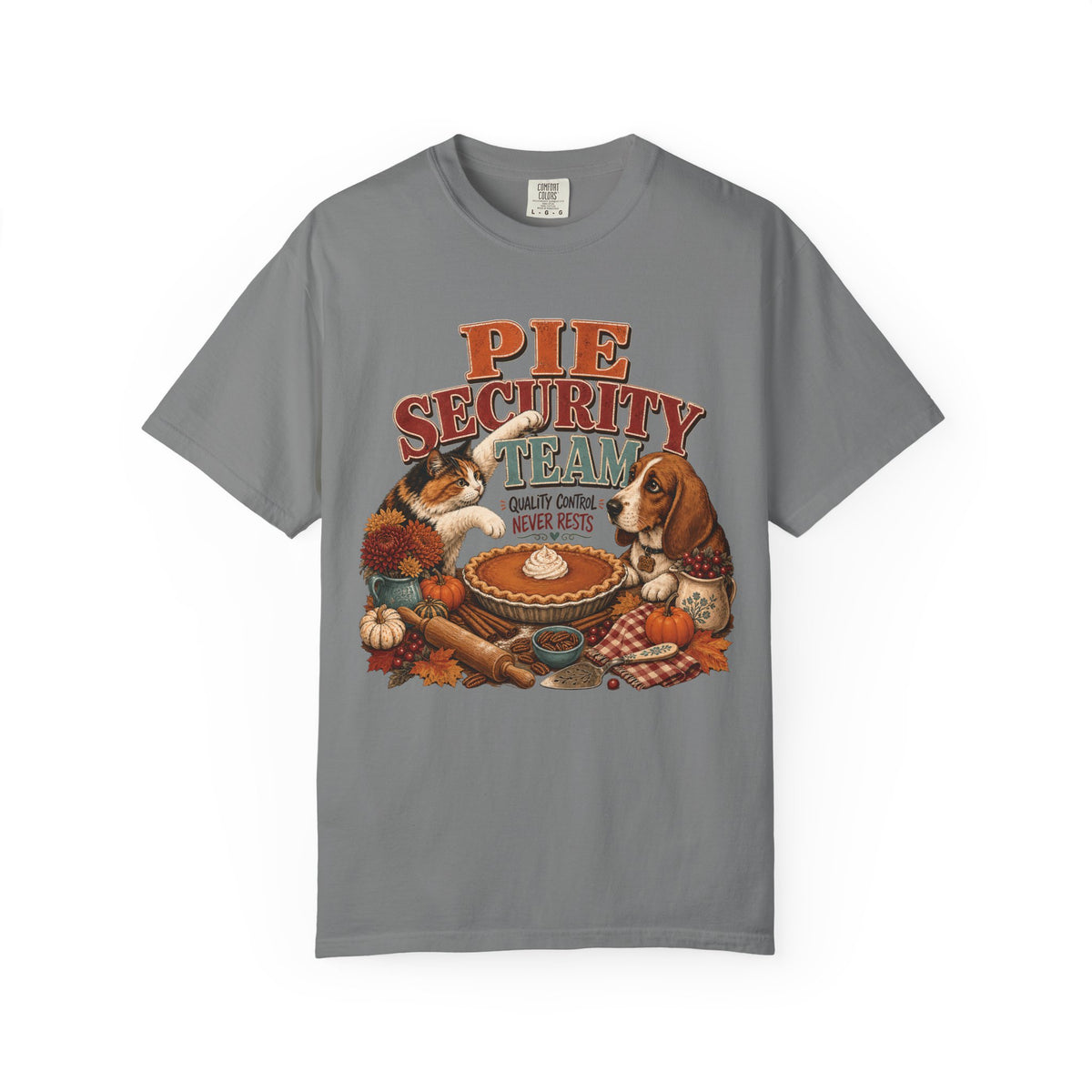 Pie Security Team – Funny Thanksgiving Dog & Cat T-Shirt