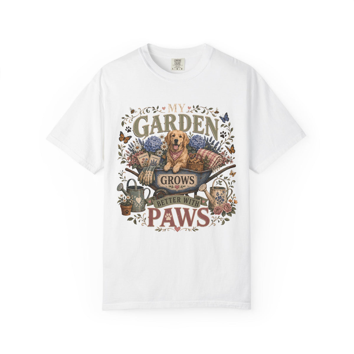 My Garden Grows Better with Paws Dog & Gardening T-Shirt