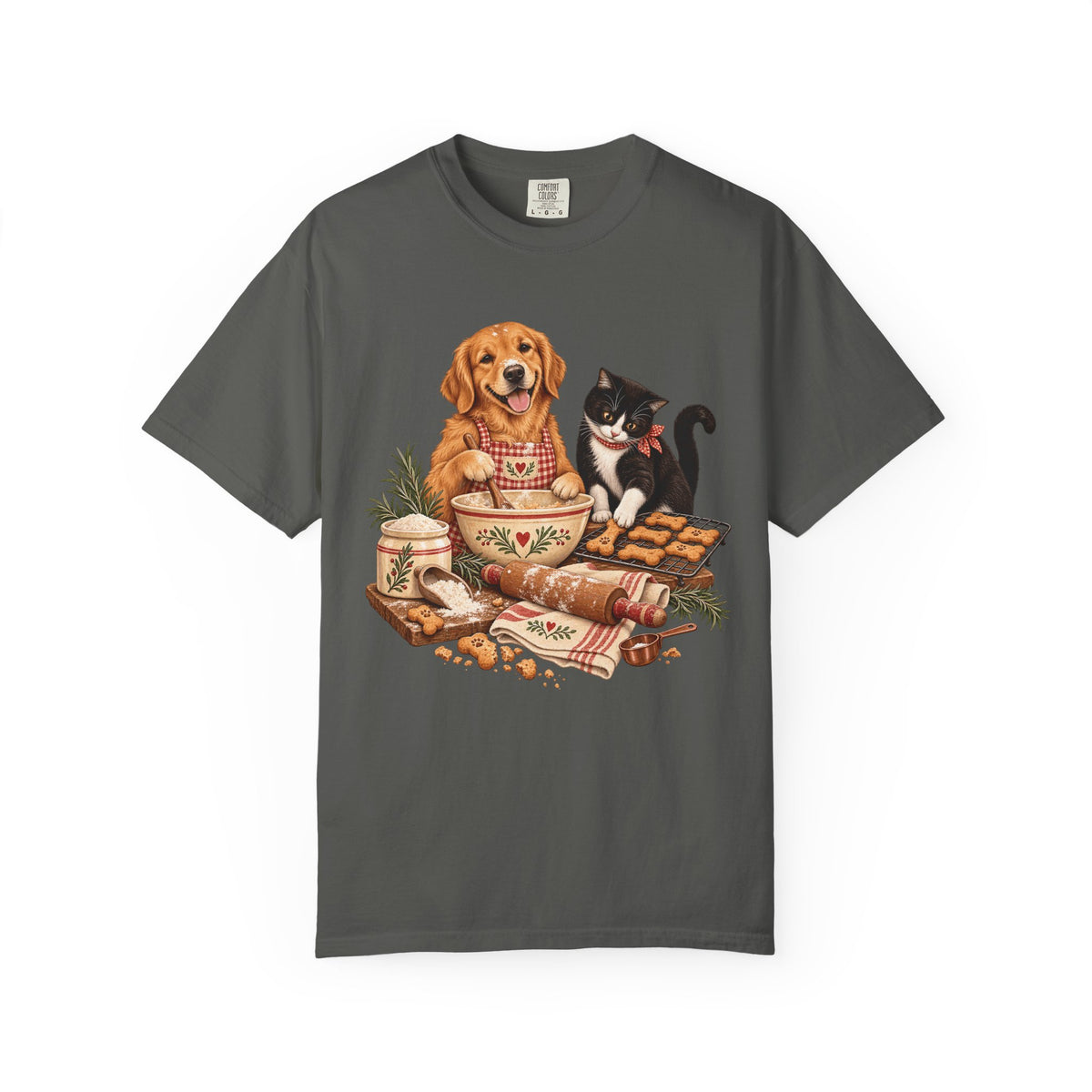 Dog & Cat Baking T-Shirt – Cozy Country Kitchen Pet Lover Tee