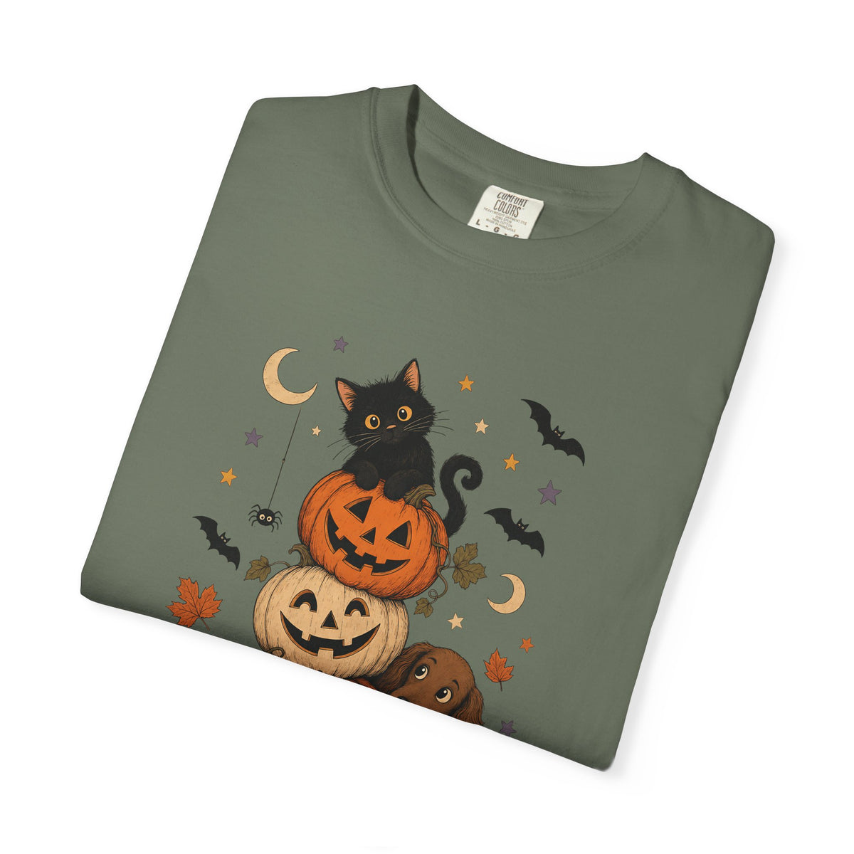 Pumpkin Paws Halloween T-Shirt – Cute Dog & Black Cat Fall Pet Lover Tee
