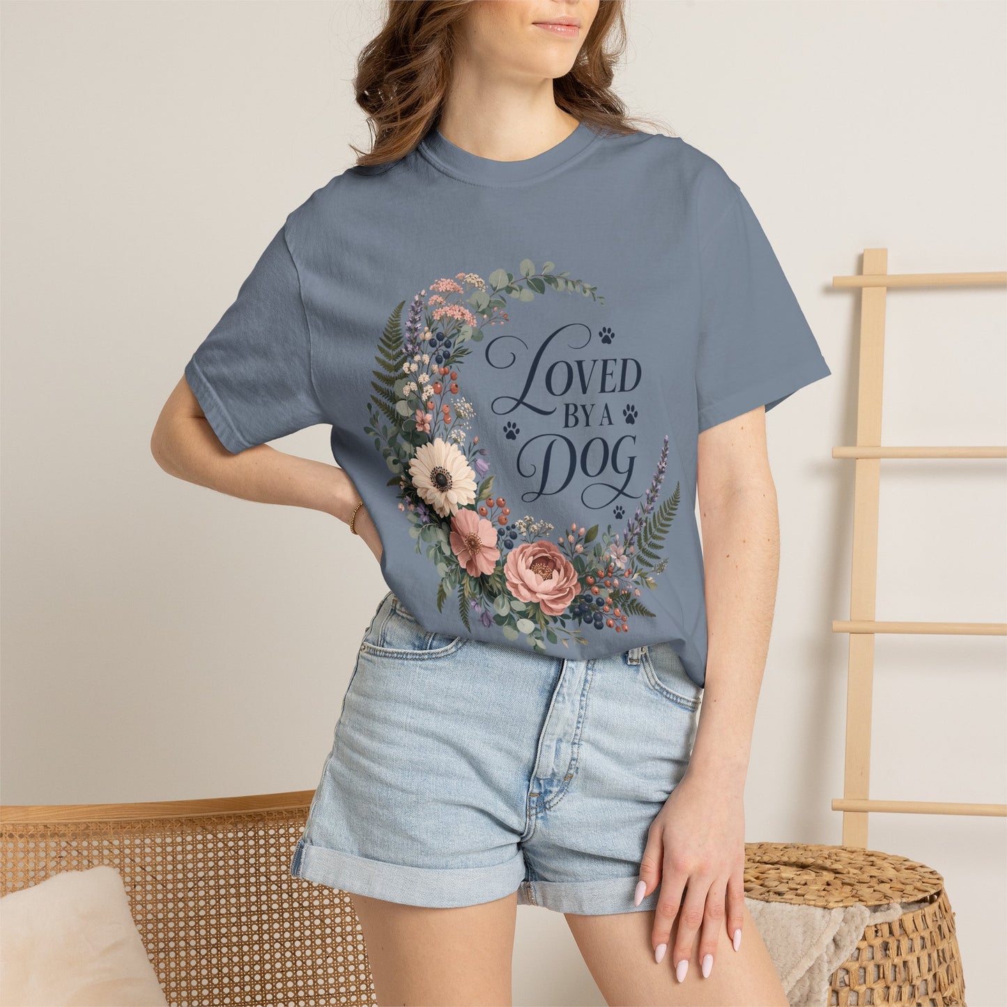 Loved by a Dog Floral — Cute Pet Lover T-Shirt