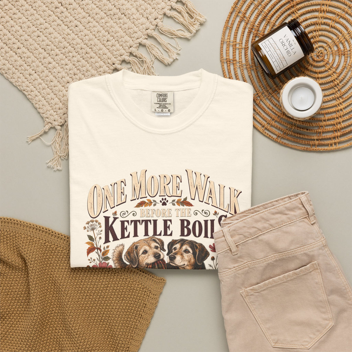 One More Walk Before the Kettle Boils T-Shirt – Vintage Dog Walking Tee