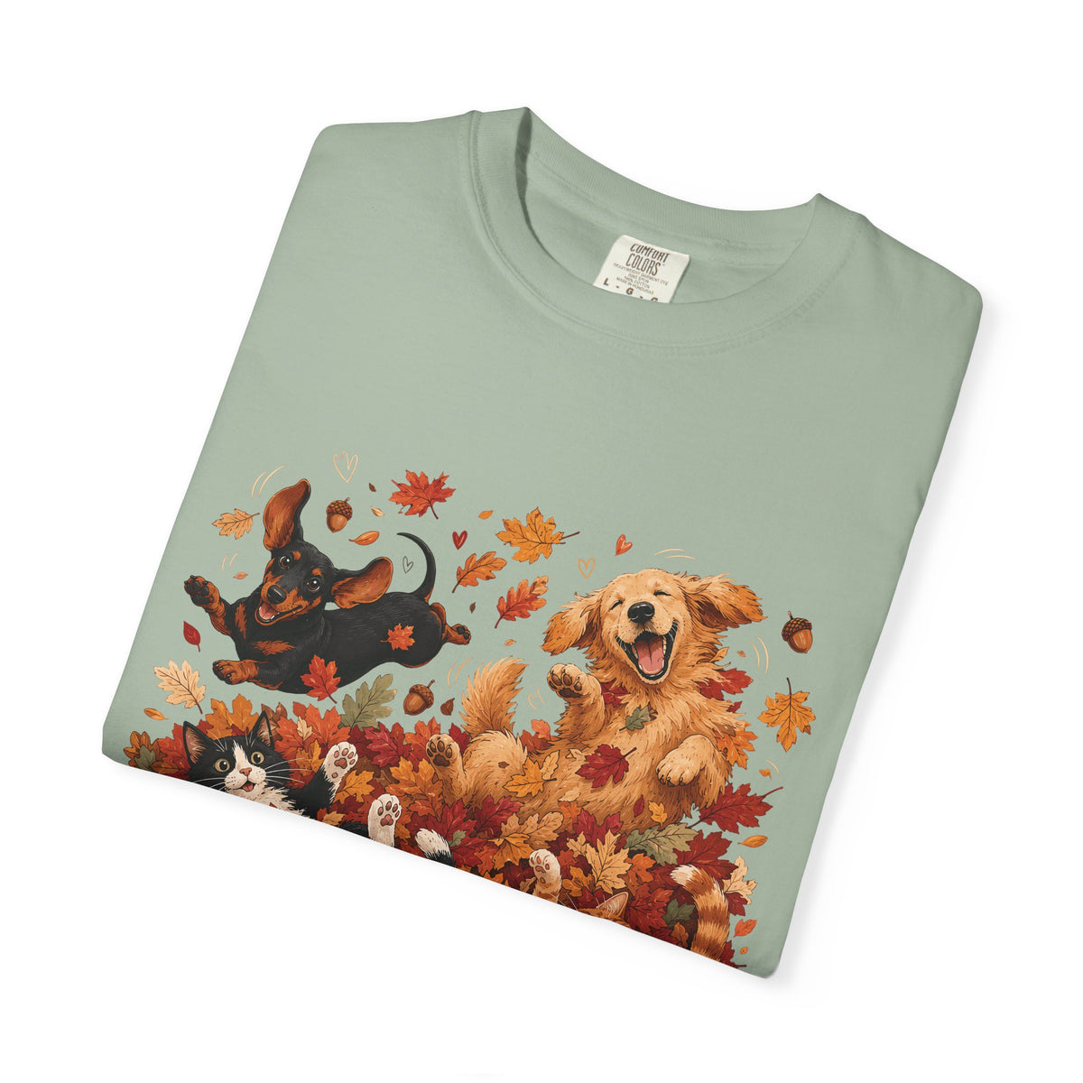 Autumn Leaves Dog & Cat T-Shirt – Cute Fall Pet Lover Graphic Tee