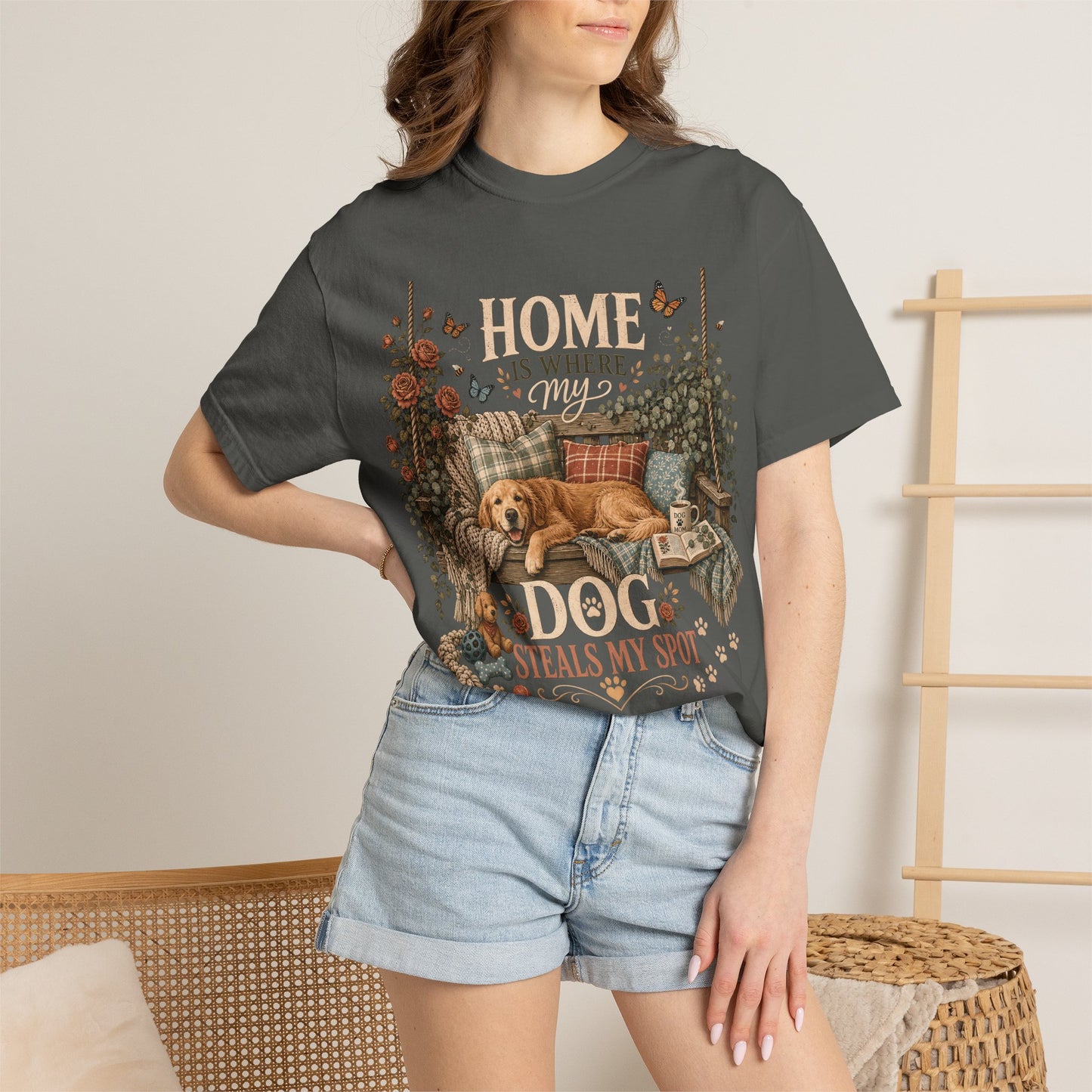 Home Is Where My Dog Steals My Spot, Golden Retriever T-Shirt
