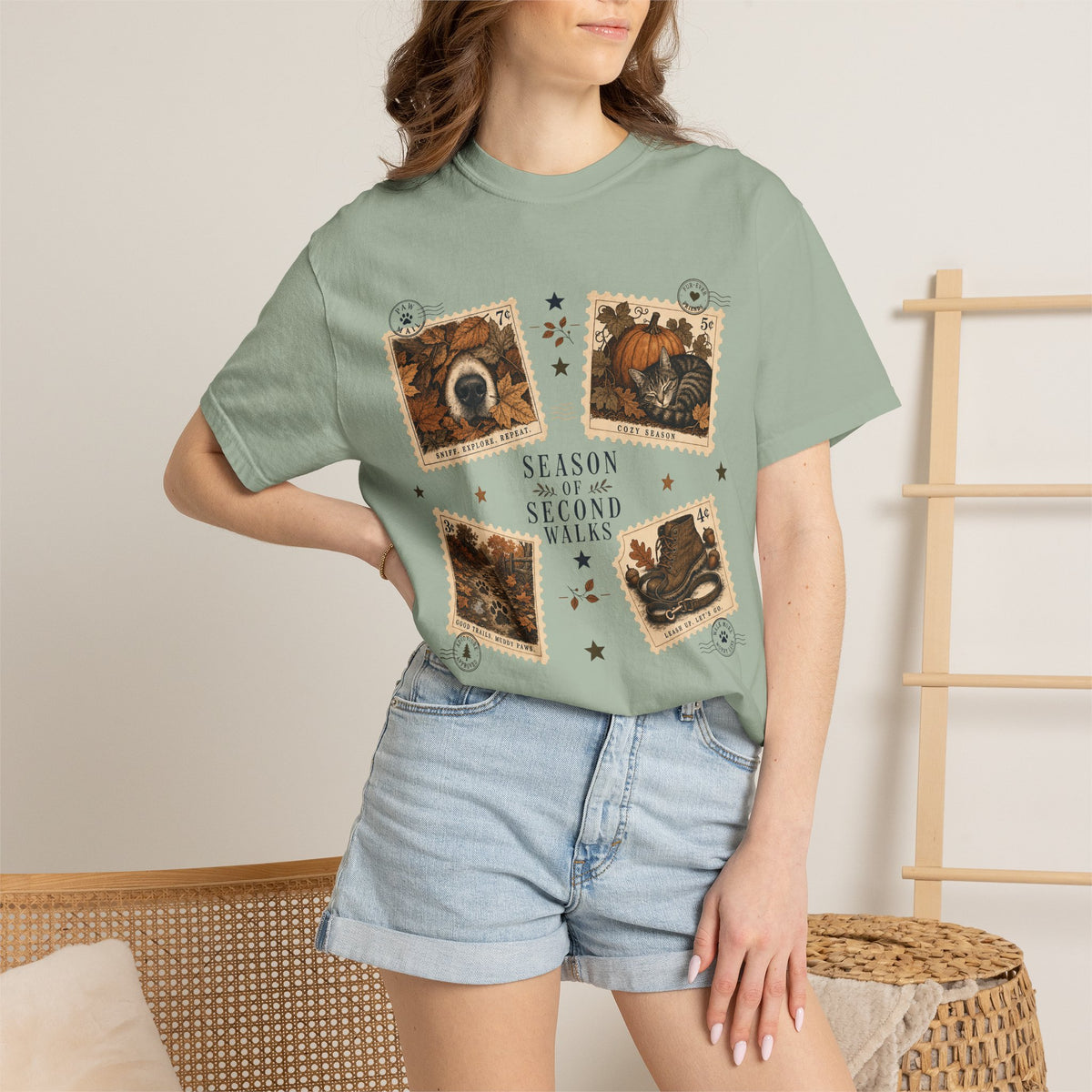 Season of Second Walks T-Shirt – Vintage Fall Dog Walking Pet Parent Tee