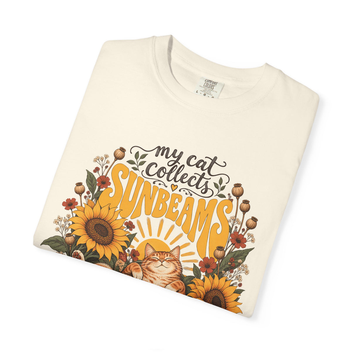 My Cat Collects Sunbeams T-Shirt – Sunflower Ginger Cat Lover Tee
