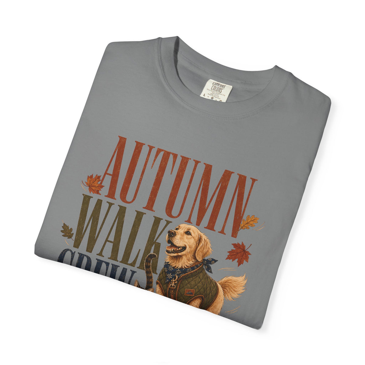 Autumn Walk Crew T-Shirt – Fall Dog & Cat Pet Lover Graphic Tee