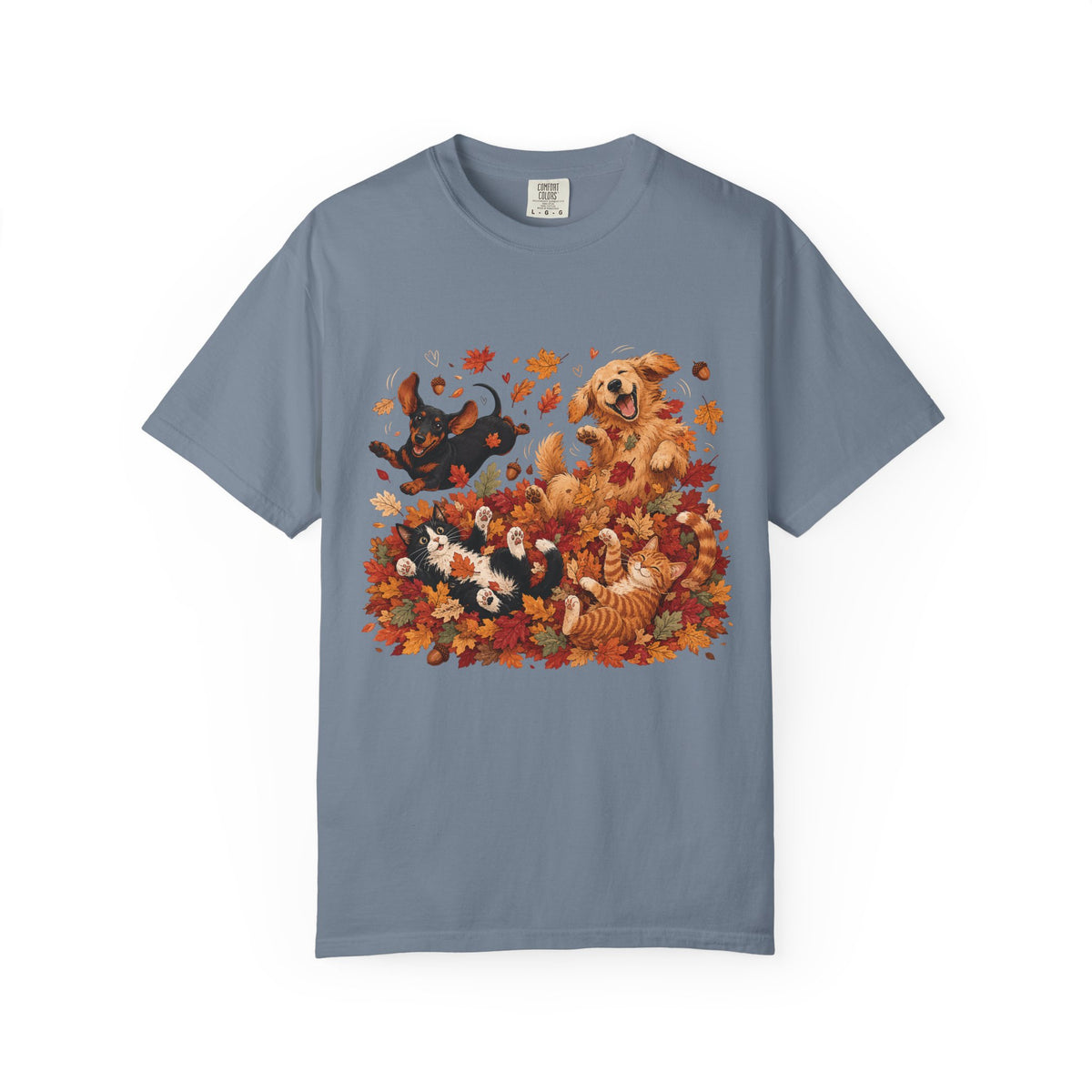 Autumn Leaves Dog & Cat T-Shirt – Cute Fall Pet Lover Graphic Tee