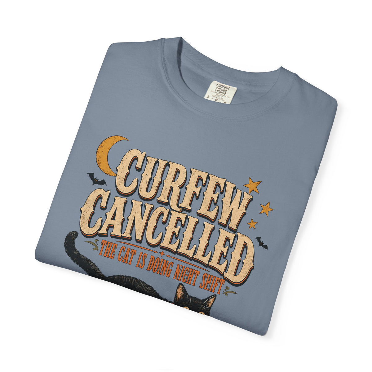 Curfew Cancelled Cat T-Shirt – Funny Halloween Cat Lover Tee