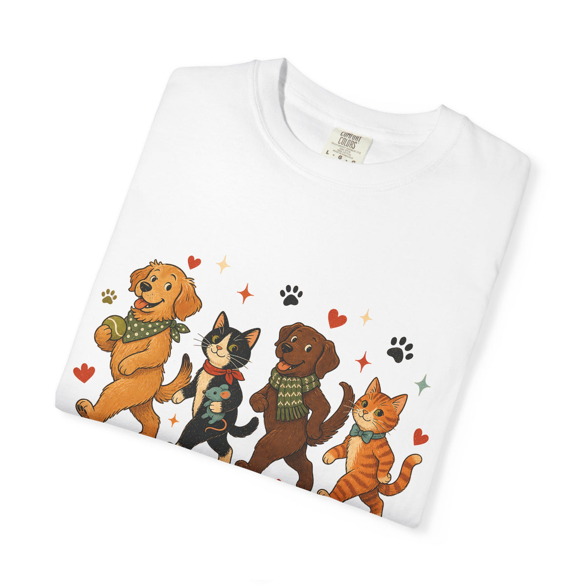 Dog and Cat Parade T-Shirt – Cute Multi-Pet Parent Graphic T-Shirt