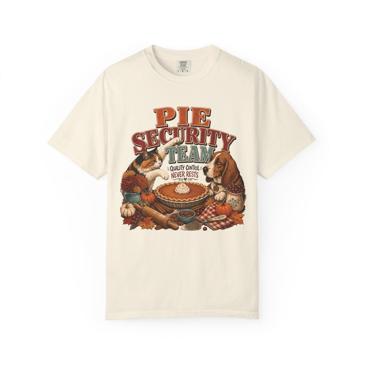 Pie Security Team – Funny Thanksgiving Dog & Cat T-Shirt