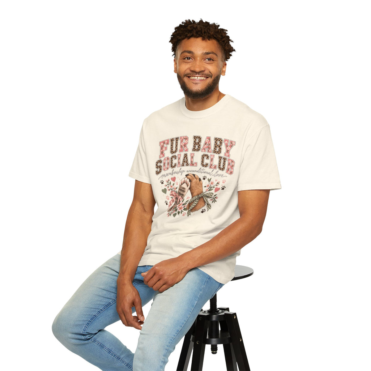 Fur Baby Social Club T-Shirt – Retro Floral Dog & Cat Lover Tee