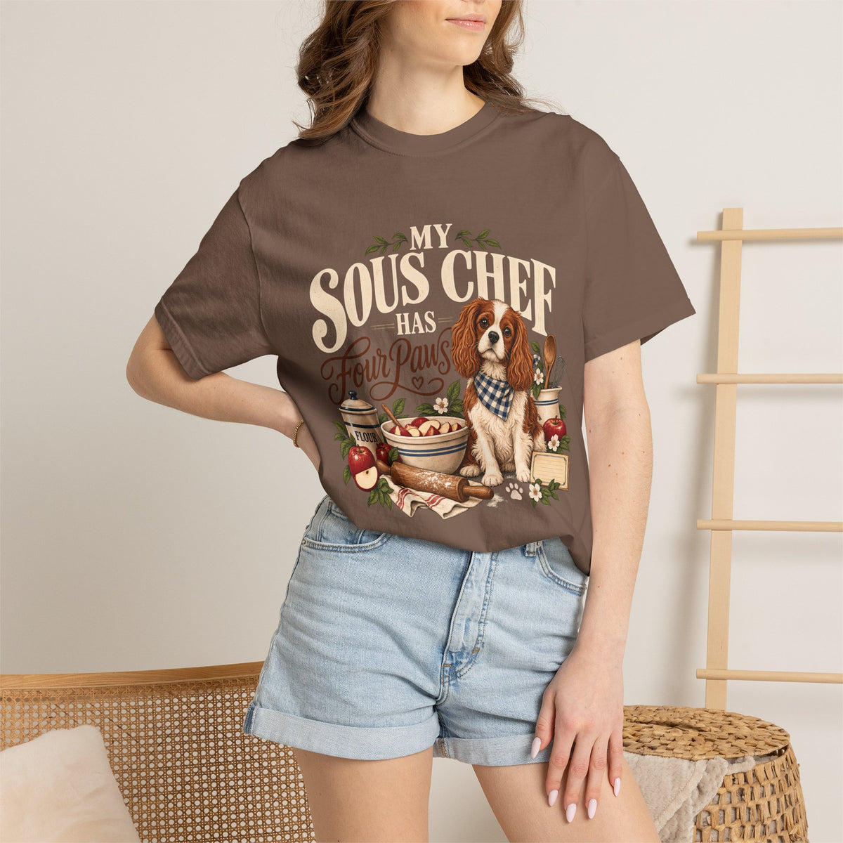 My Sous Chef Has Four Paws T-Shirt – Funny Dog Mom Baking Tee