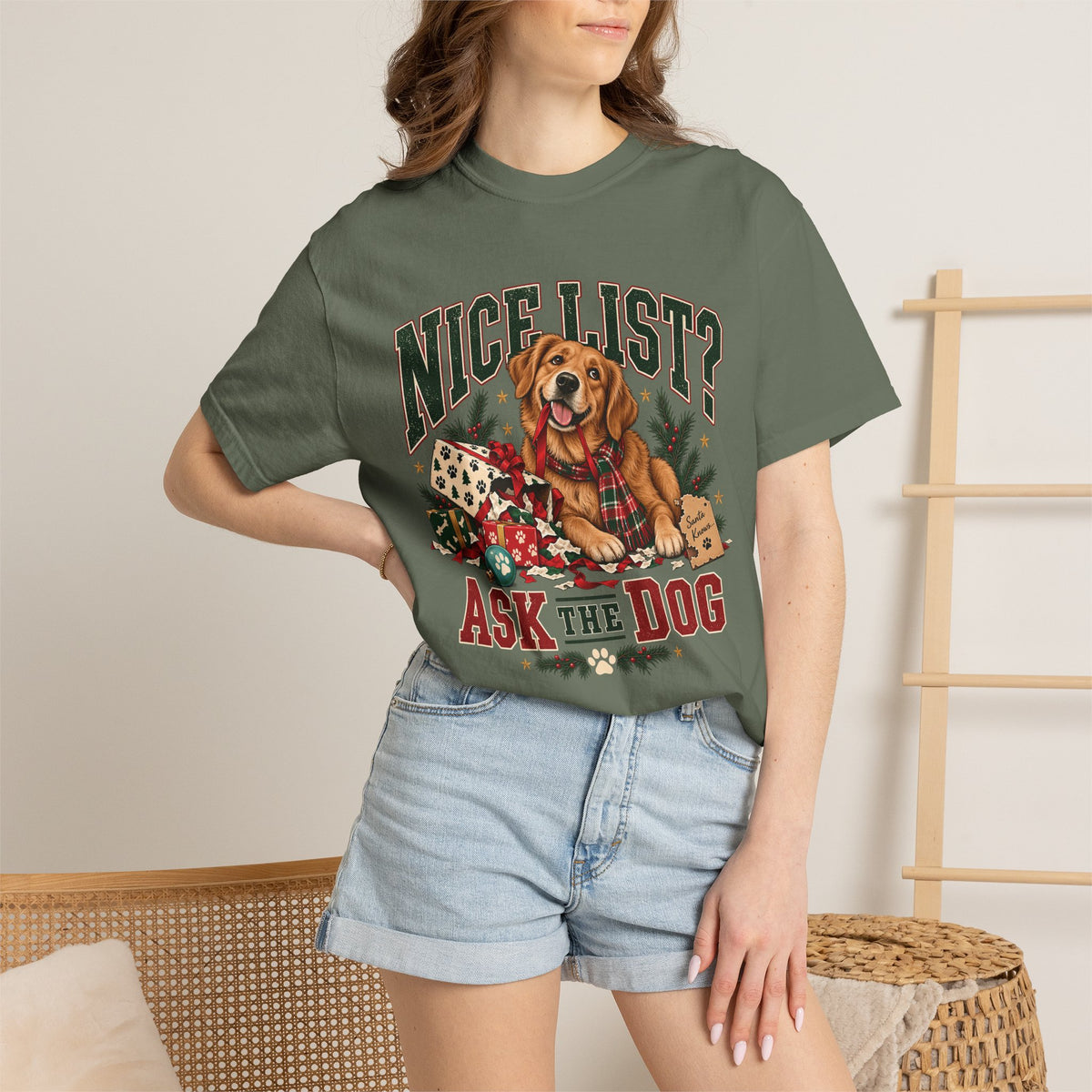 Nice List? Ask the Dog T-Shirt – Funny Christmas Dog Lover Tee
