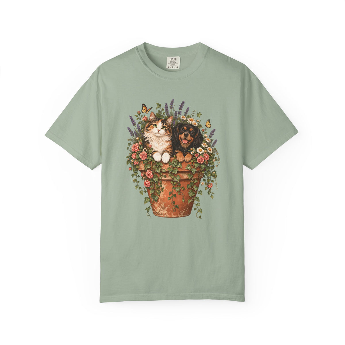 Cottage Garden Dog & Cat T-Shirt – Floral Pet Lover Tee