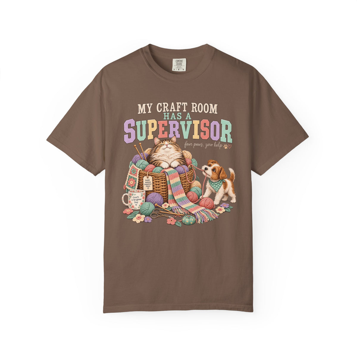 My Craft Room Has a Supervisor T-Shirt – Funny Cat & Dog Crafting Tee