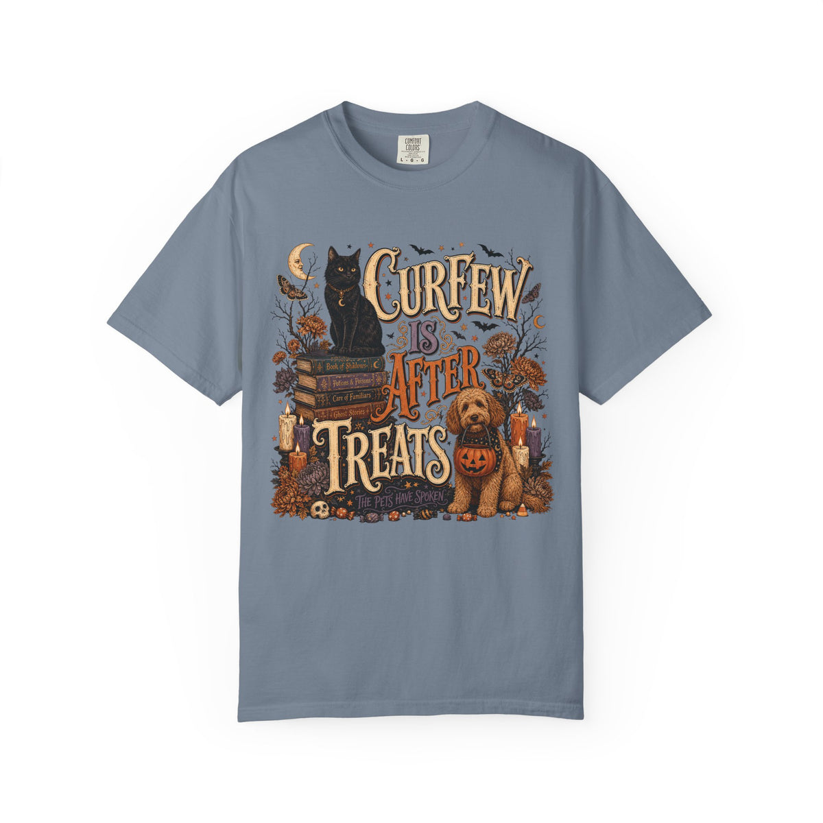 Curfew Is After Treats – Witchy Halloween Dog & Cat T-Shirt