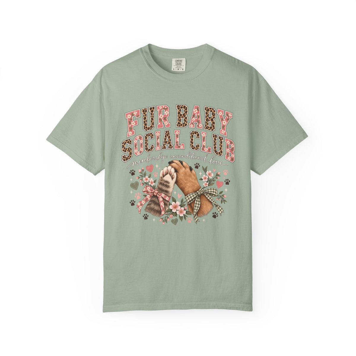 Fur Baby Social Club T-Shirt – Retro Floral Dog & Cat Lover Tee