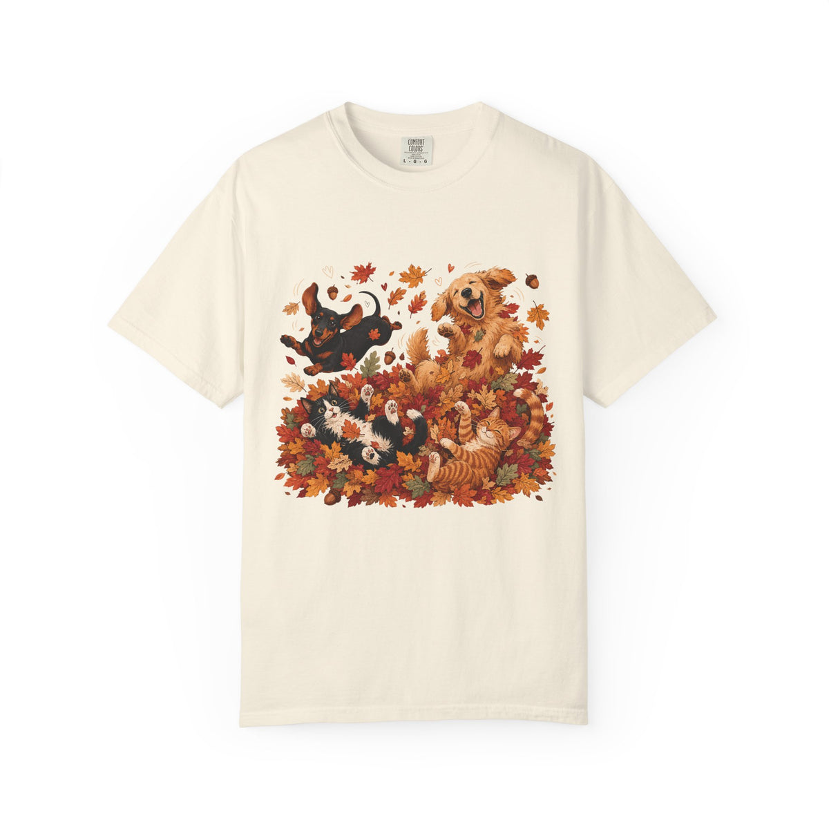 Autumn Leaves Dog & Cat T-Shirt – Cute Fall Pet Lover Graphic Tee