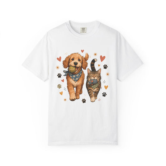 Dog and Cat Best Friends T-Shirt – Cute Pet Parent Graphic T-Shirt
