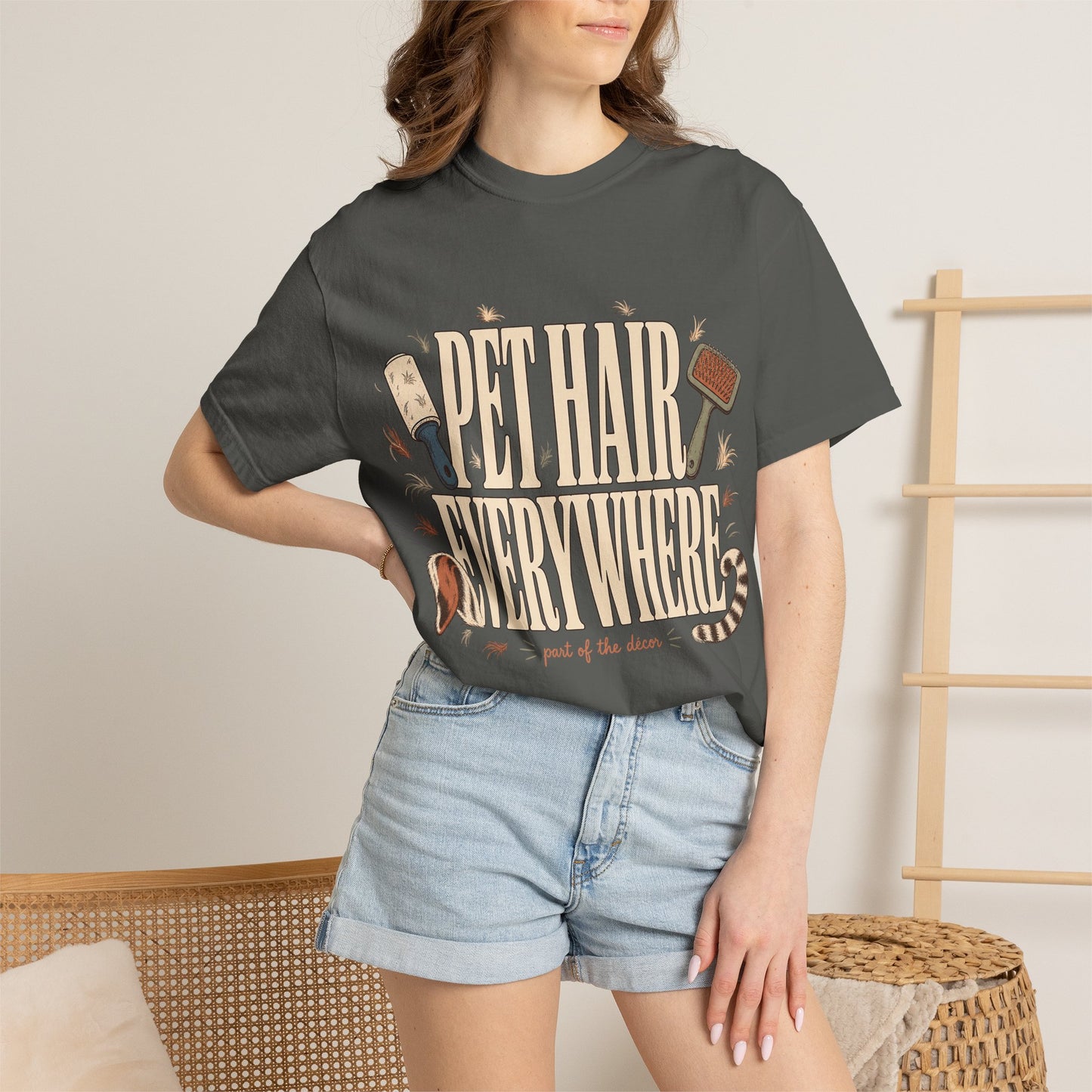 "Pet Hair Everywhere, Part of the Décor" Funny Pet Owner T-Shirt