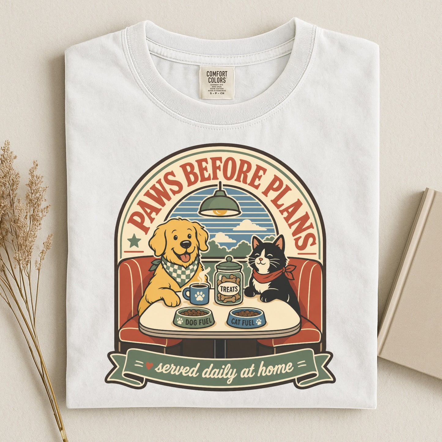 Paws Before Plans T-Shirt | Funny Dog Mom Cat Mom Comfort Colors Tee | Pet Parent Gift | House Full of Paws