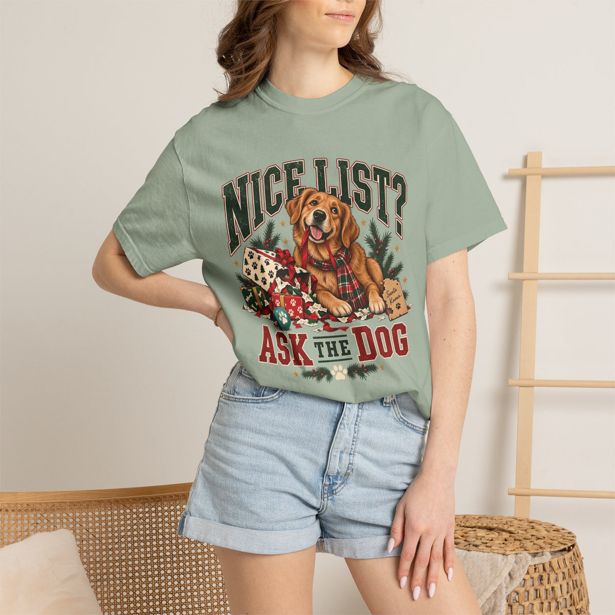 Nice List? Ask the Dog T-Shirt – Funny Christmas Dog Lover Tee