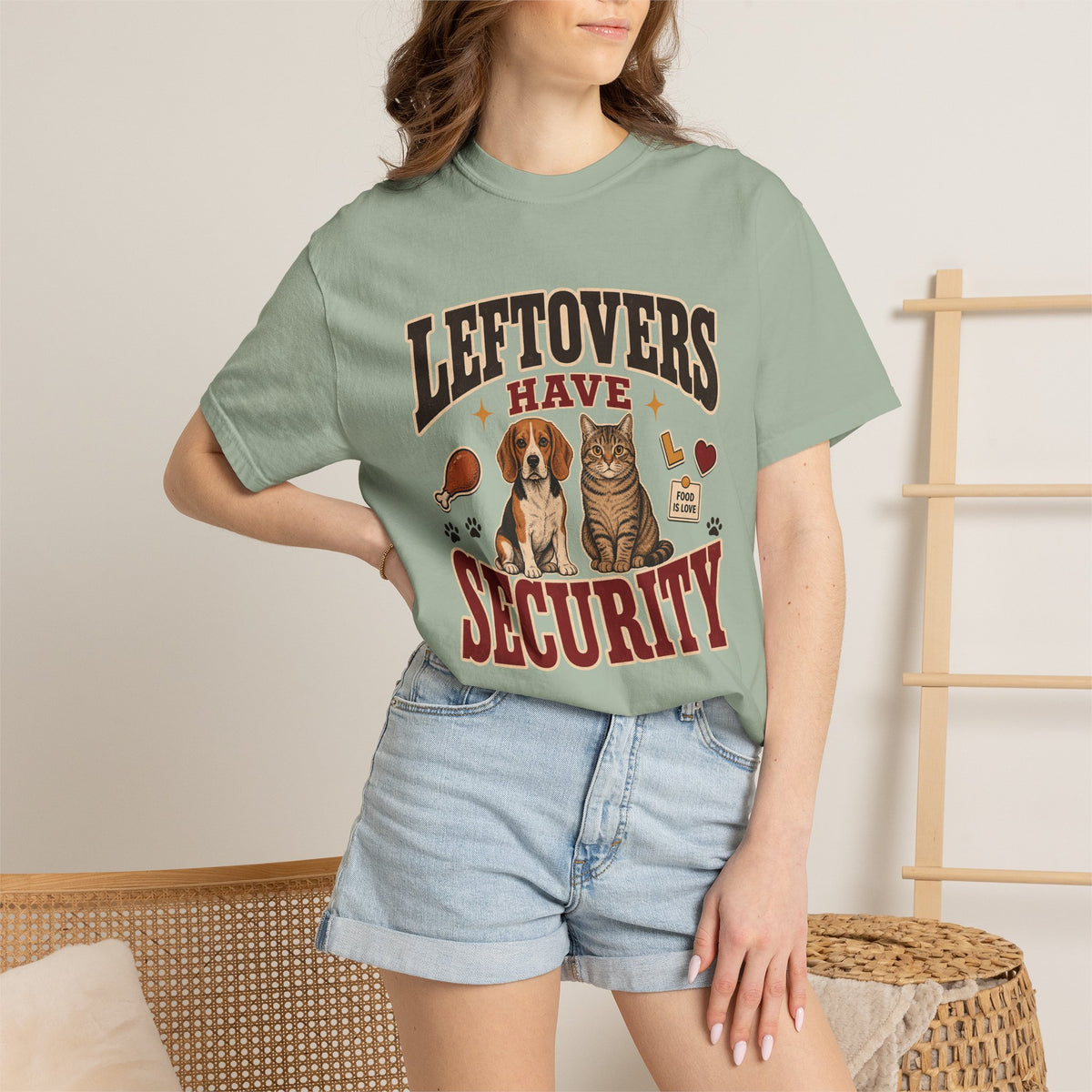 Leftovers Have Security T-Shirt – Funny Dog & Cat Pet Parent Tee