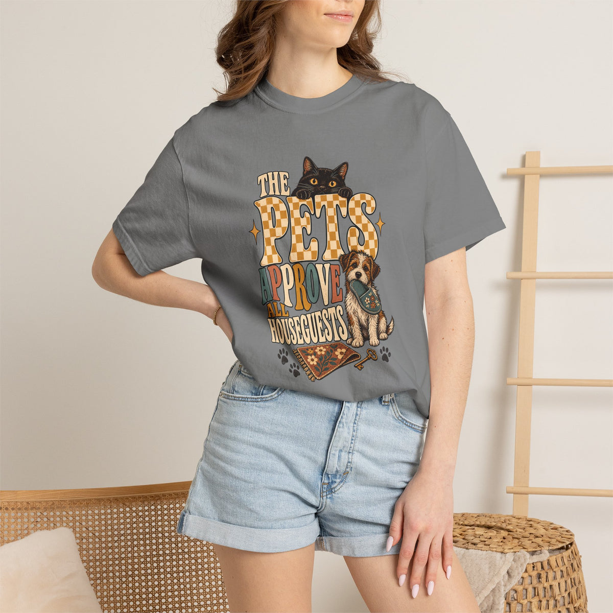 The Pets Approve All Houseguests T-Shirt – Funny Dog & Cat Lover Tee