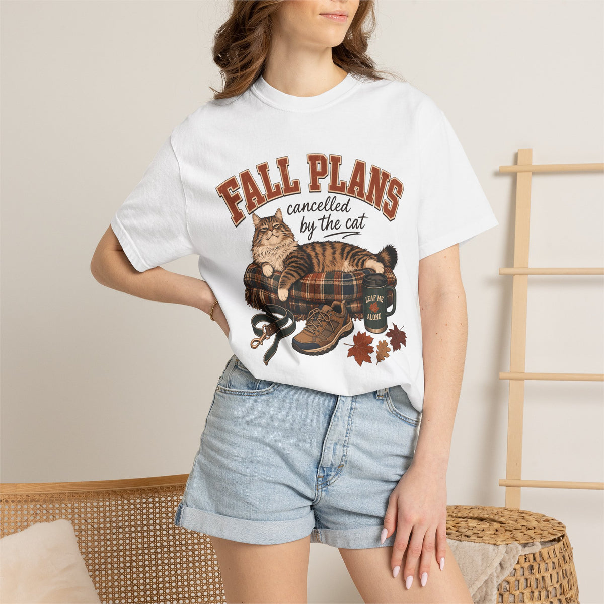 Fall Plans Cancelled By The Cat T-Shirt – Funny Autumn Cat Mom Tee