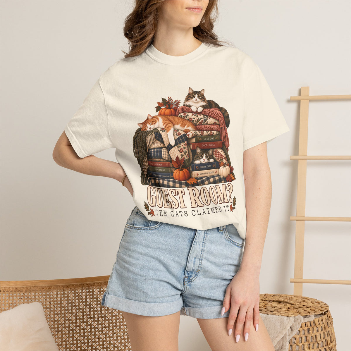 Guest Room? The Cats Claimed It T-Shirt – Funny Cat Lover Tee