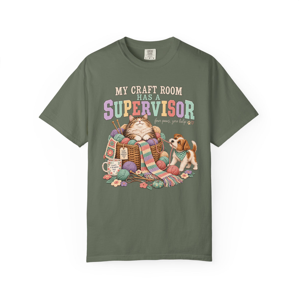My Craft Room Has a Supervisor T-Shirt – Funny Cat & Dog Crafting Tee