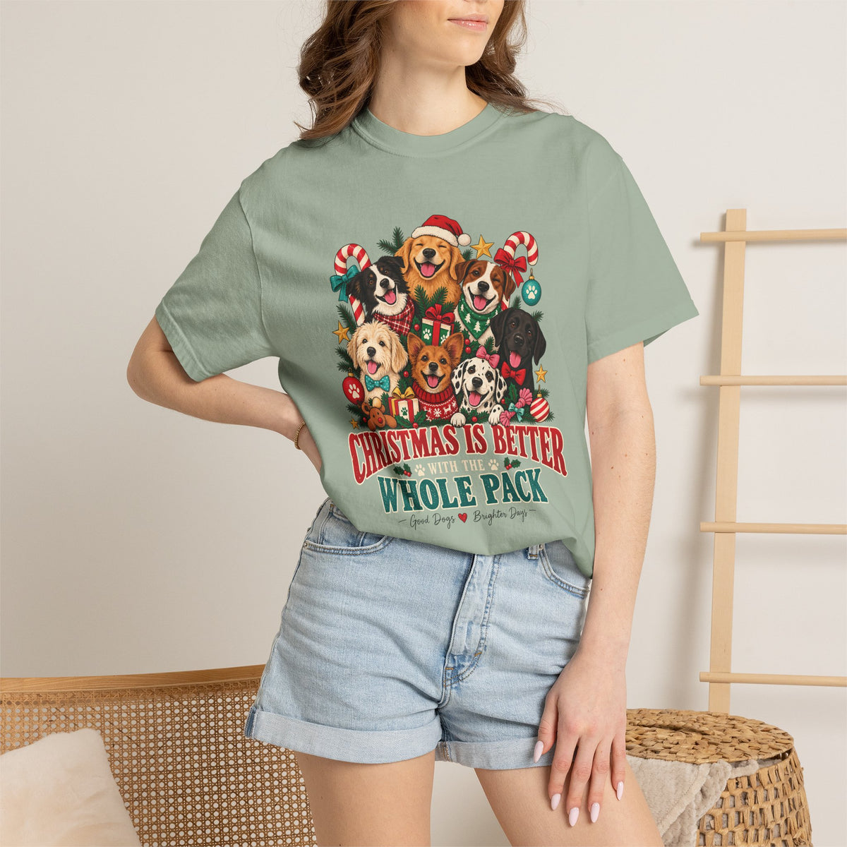Christmas Is Better With the Whole Pack T-Shirt – Multi-Dog Christmas Tee