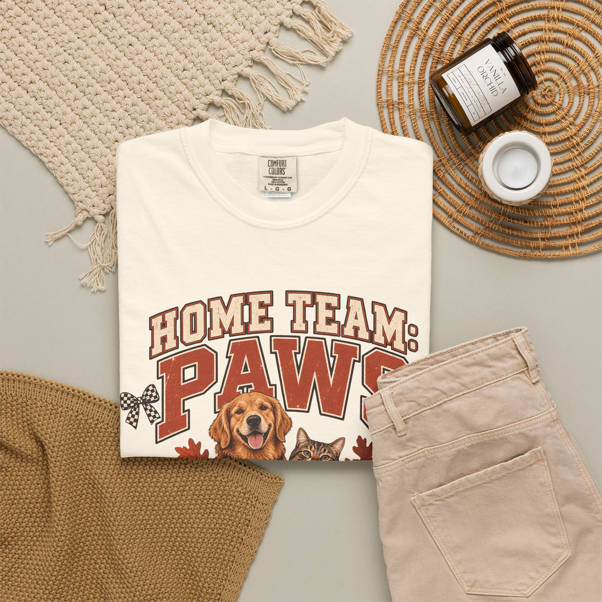 Home Team Paws T-Shirt – Football Dog & Cat Pet Lover Tee
