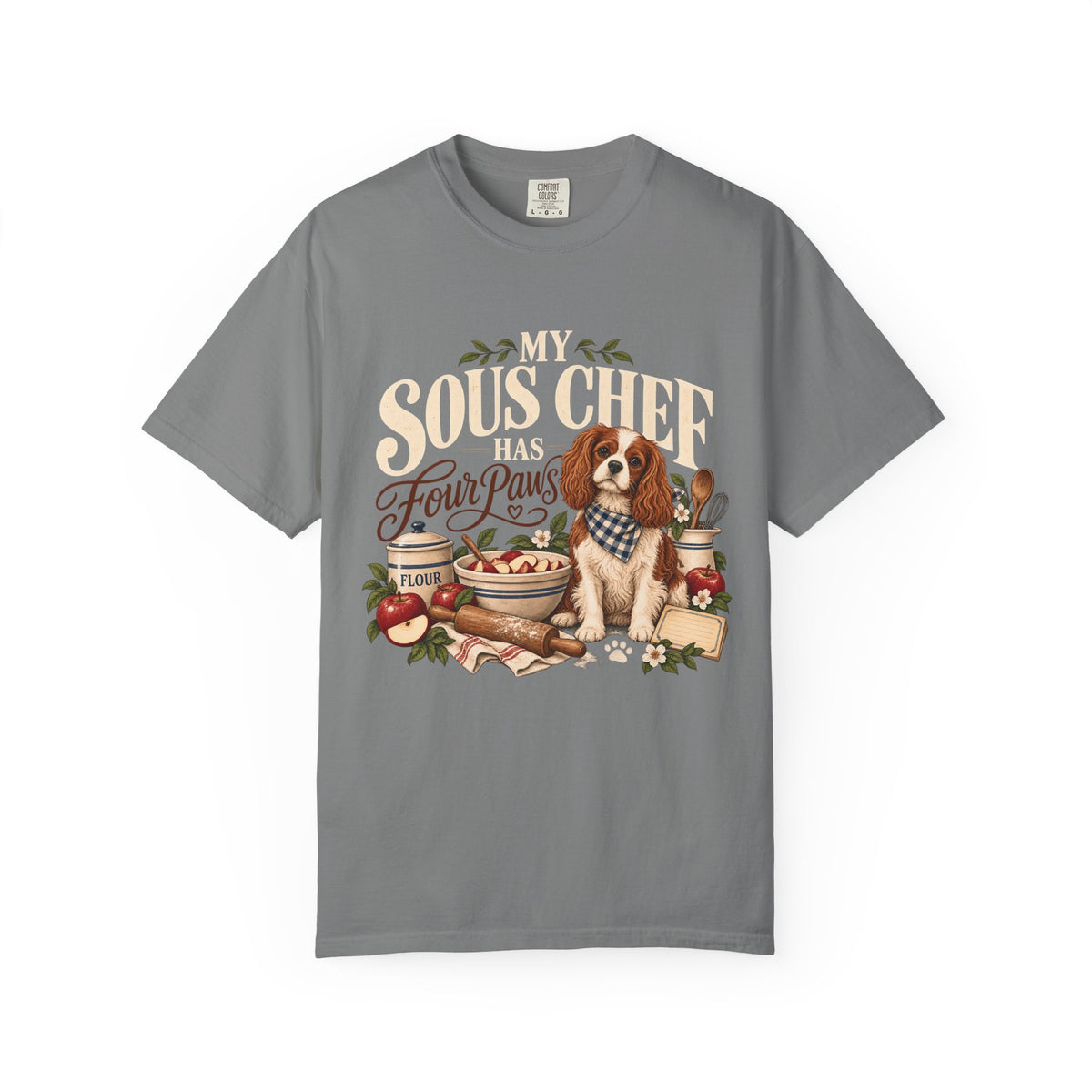 My Sous Chef Has Four Paws T-Shirt – Funny Dog Mom Baking Tee