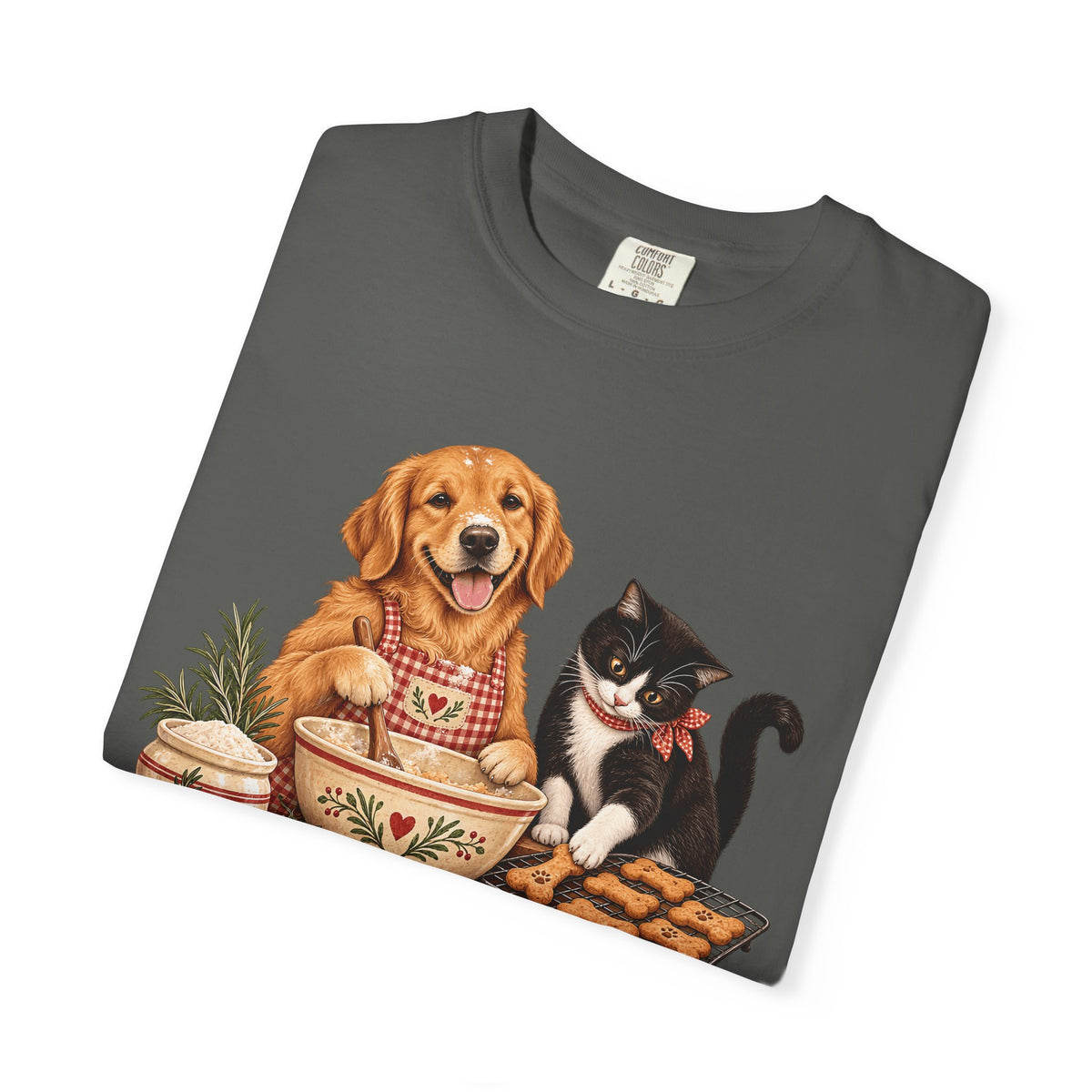 Dog & Cat Baking T-Shirt – Cozy Country Kitchen Pet Lover Tee