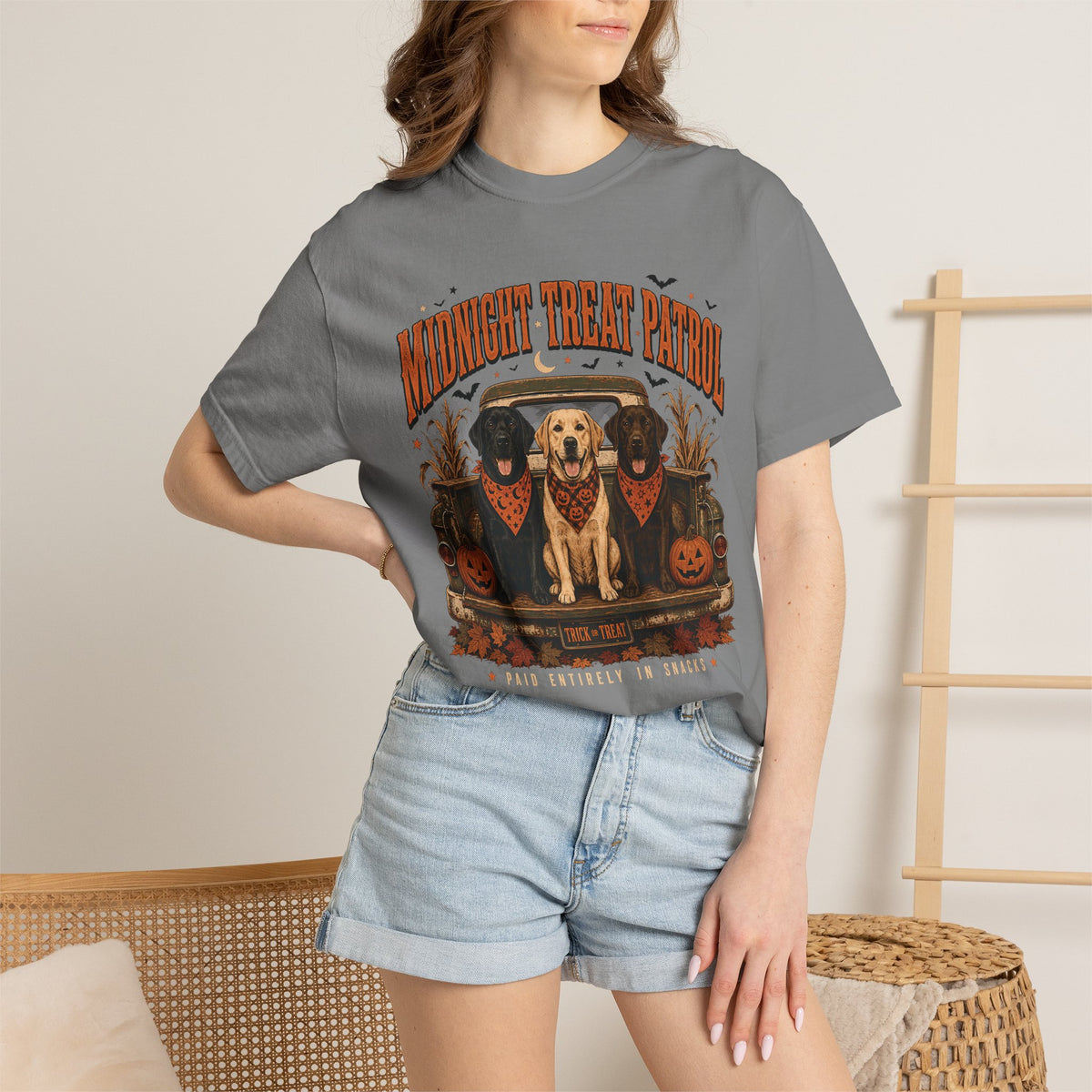 Midnight Treat Patrol Labrador T-Shirt – Funny Halloween Dog Lover Tee
