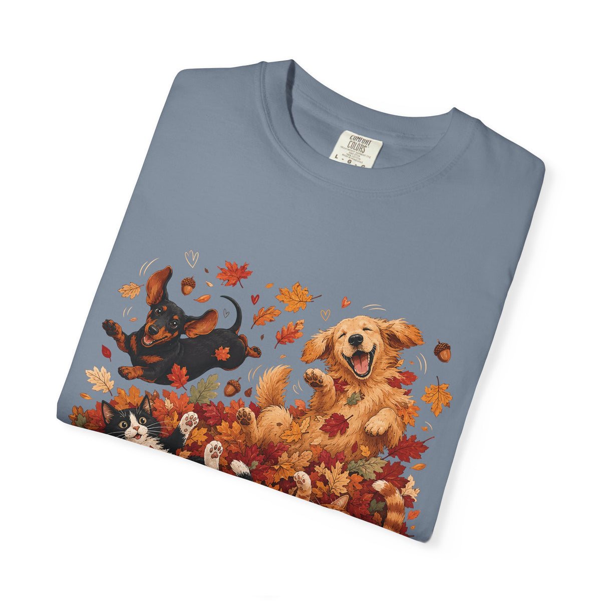 Autumn Leaves Dog & Cat T-Shirt – Cute Fall Pet Lover Graphic Tee