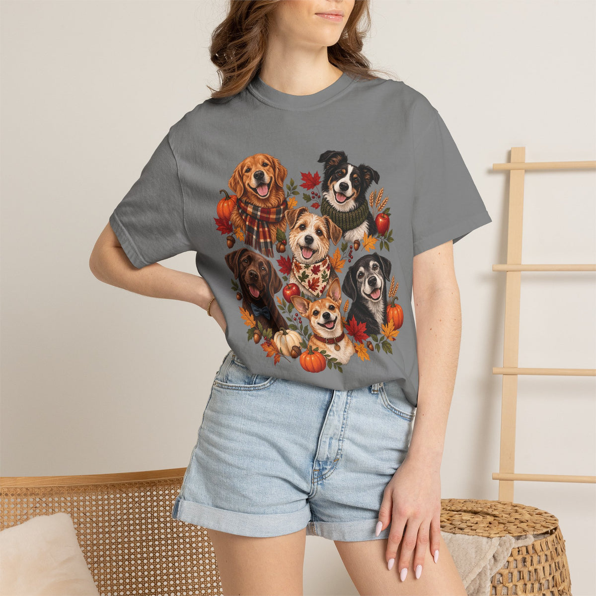 Autumn Dog Family T-Shirt – Multi-Dog Fall Pet Lover Tee
