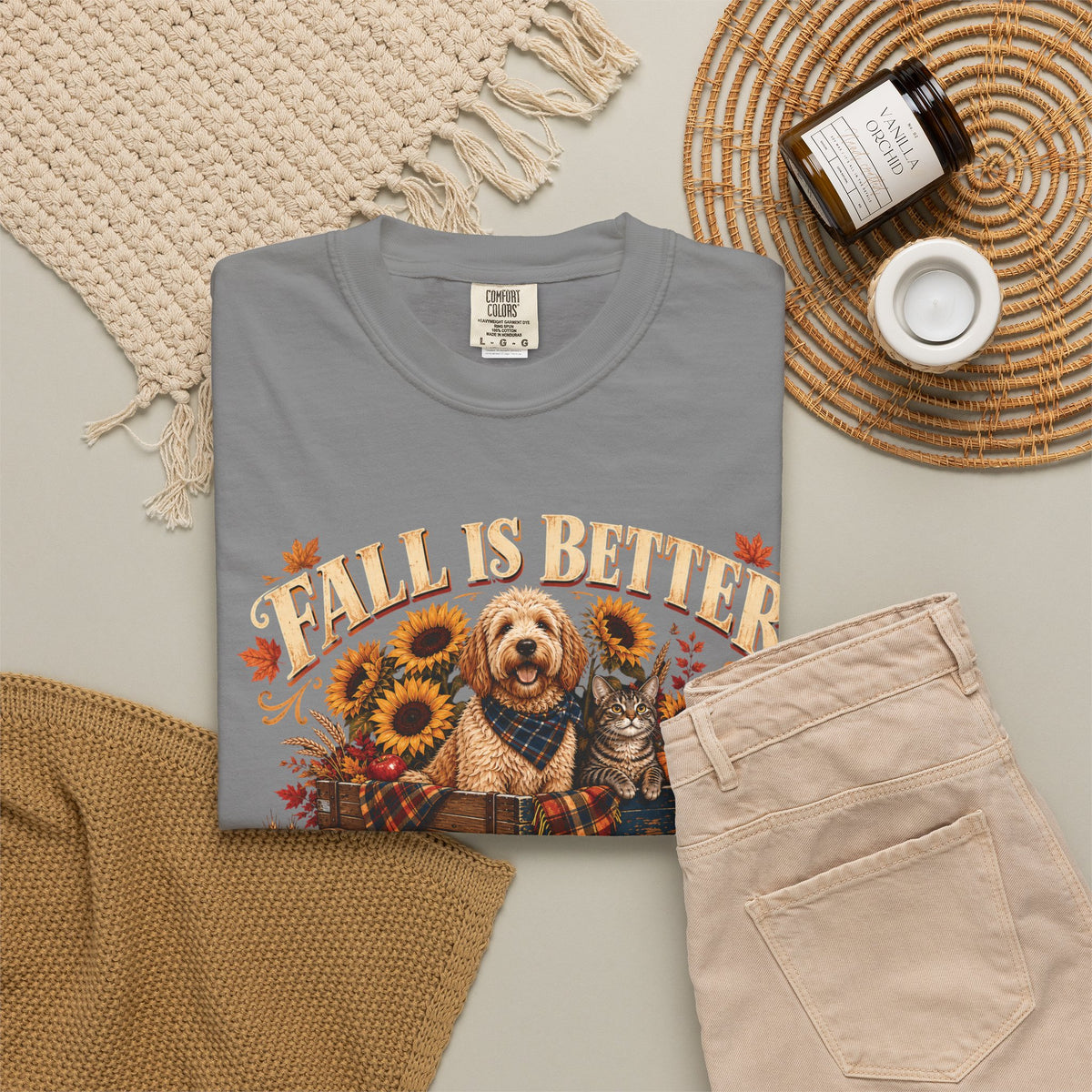 Fall Is Better With Paws – Dog & Cat Autumn T-Shirt