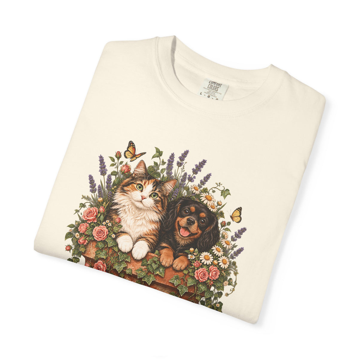 Cottage Garden Dog & Cat T-Shirt – Floral Pet Lover Tee
